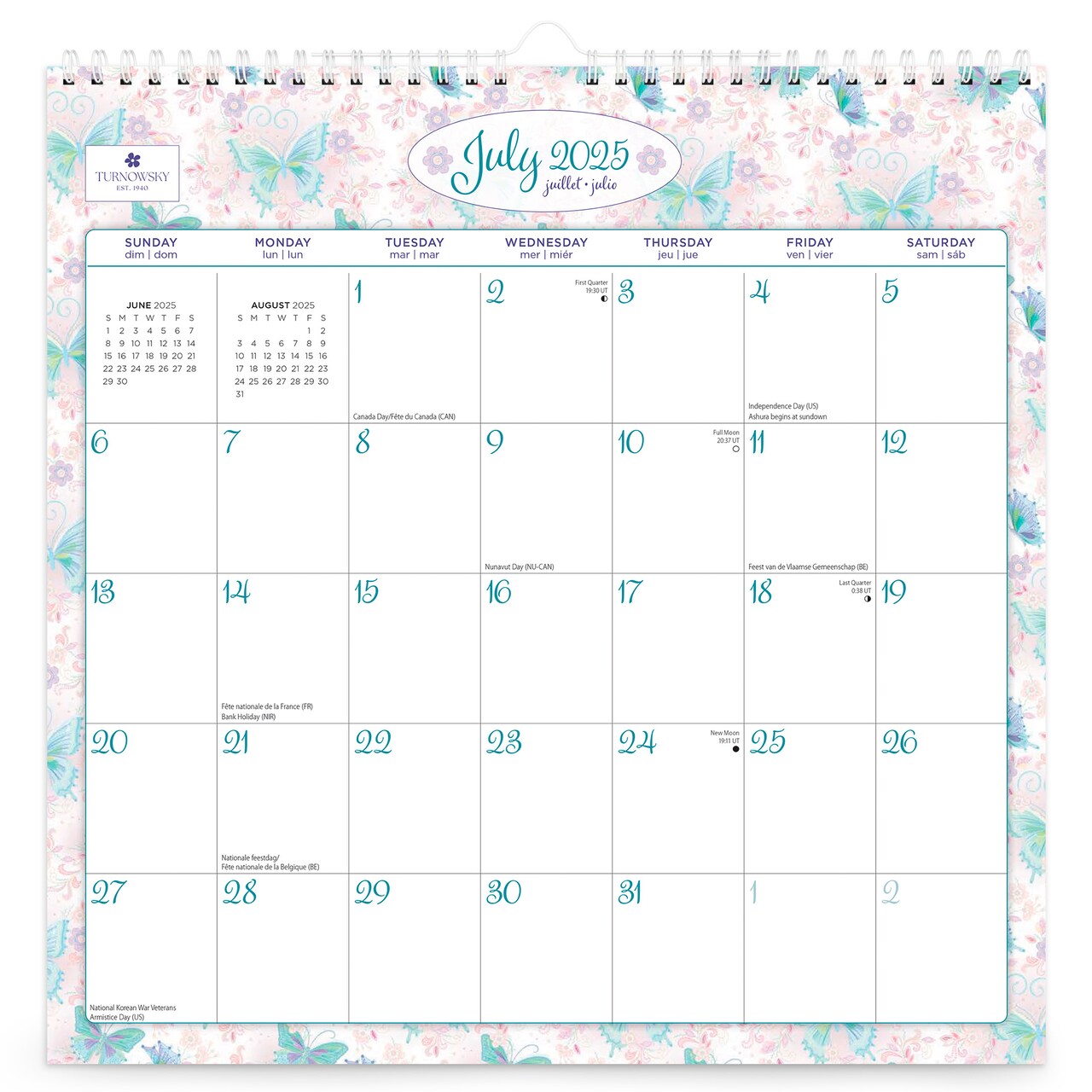 House of Turnowsky OFFICIAL | 2026 12 x 12 Inch (Hanging) 18 Months Monthly Square Wire-O Calendar | Sticker Sheet | July 2025 - December 2026